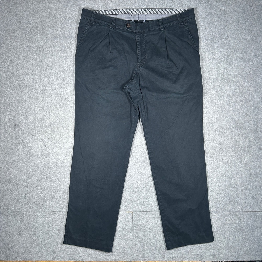Eurex by Brax Pants Mens 42/32 Black Luis Chino‎ Trousers Casual Work